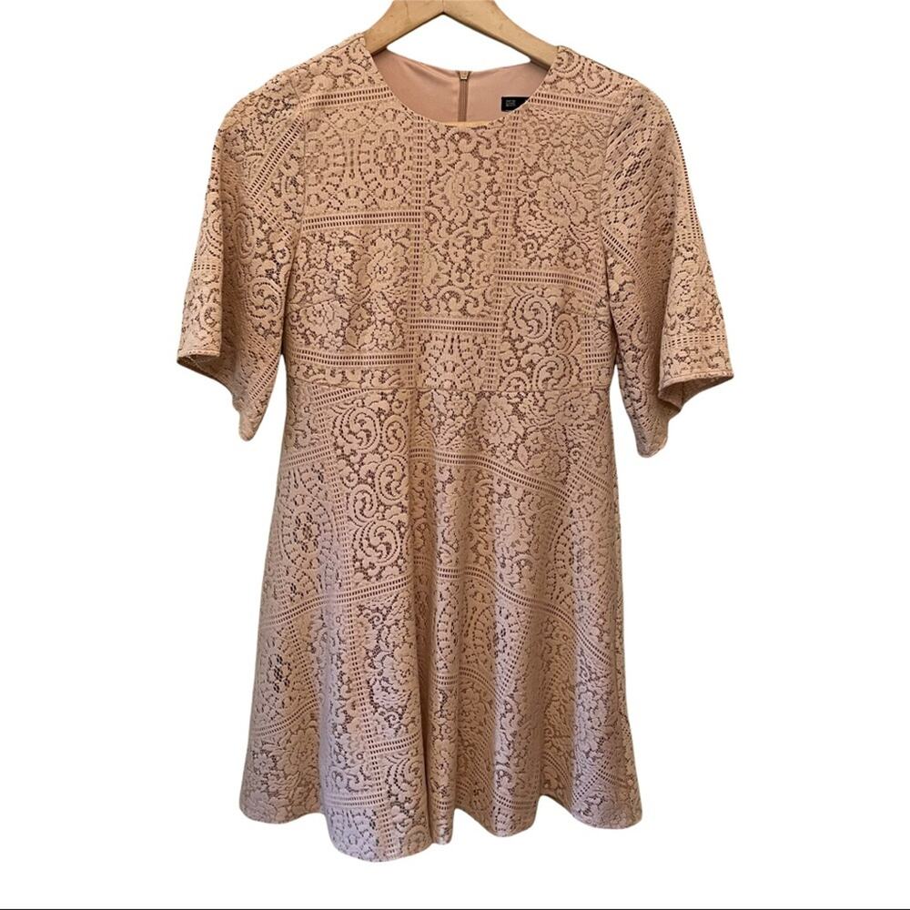 Zara Blush Pink Lace Dress XS short sleeve mini
